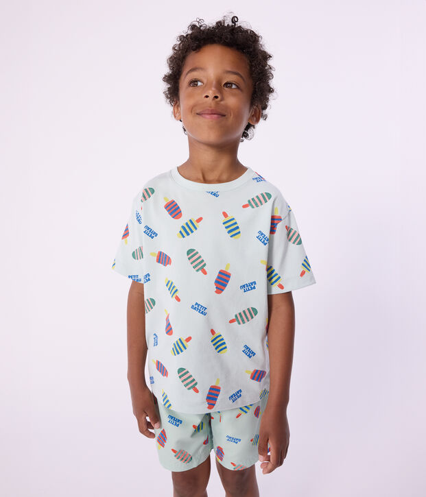 Shorts da mare bambino con stampa blu/multicolore