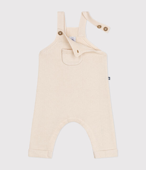 Salopette in maglia di lana e cotone neonato ecru AVALANCHE