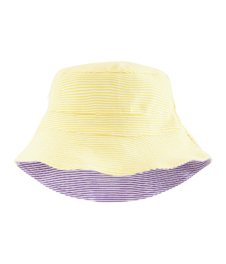 Cappello da pescatore a costine donna bianco/viola/giallo