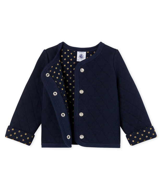 Cardigan beb&egrave; femmina in tubique trapuntato blu