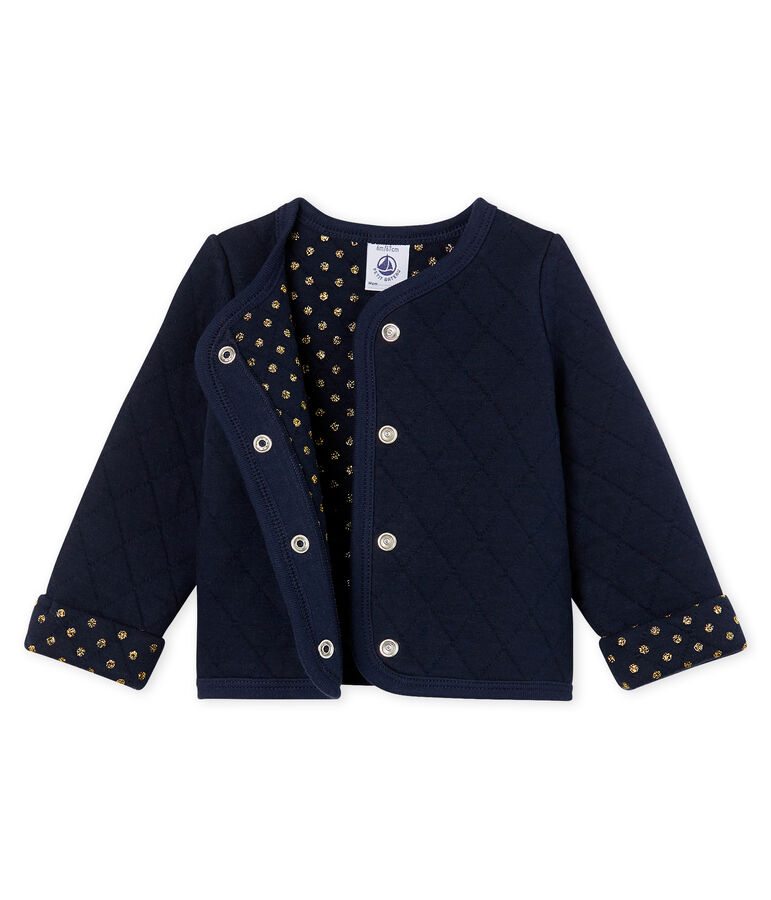 Cardigan beb&egrave; femmina in tubique trapuntato blu