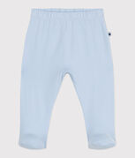 Pantaloni con piedini in cotone tinta unita nascita blu TOUDOU
