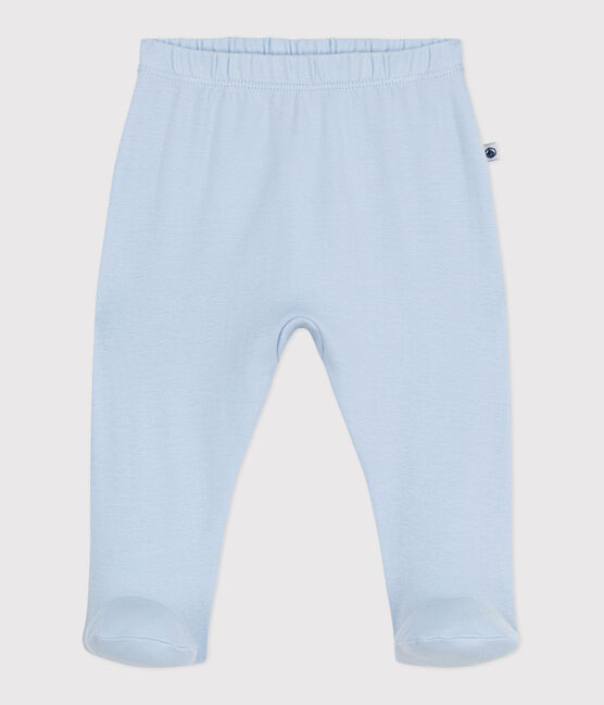 Pantaloni con piedini in cotone tinta unita nascita blu TOUDOU