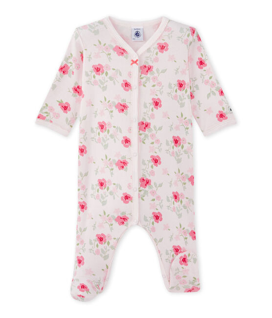 Tutina bebè bambina con stampa floreale rosa VIENNE/bianco MULTICO
