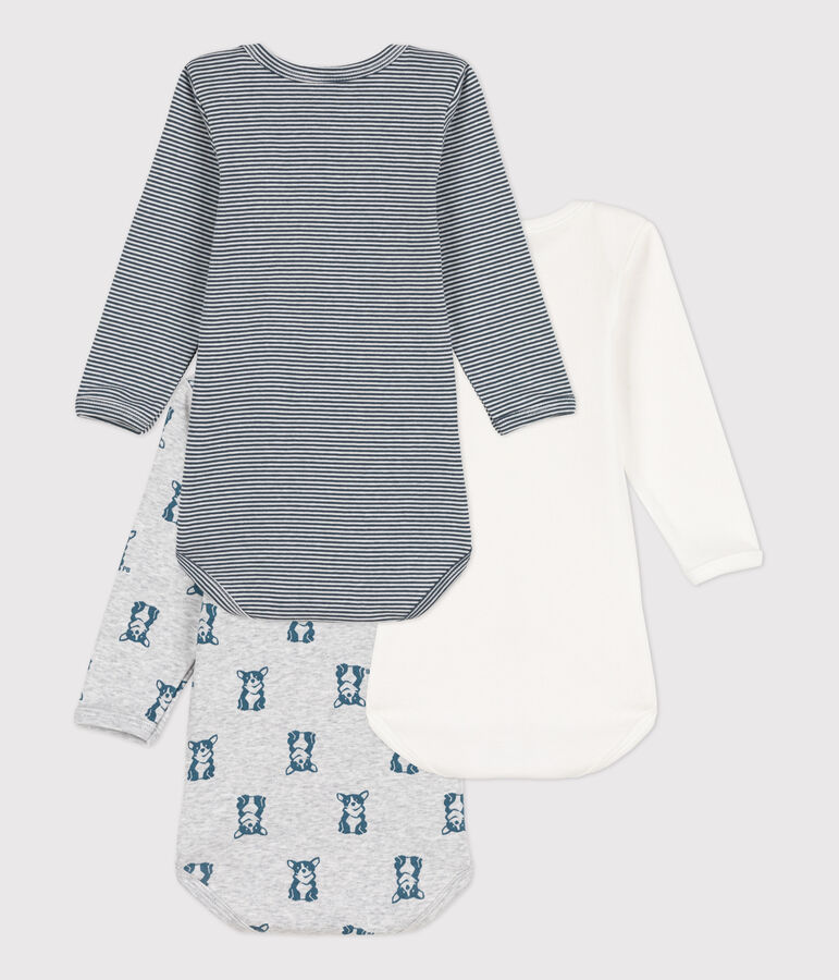 Confezione da 3 body a maniche lunghe motivo cane in cotone  multicolore