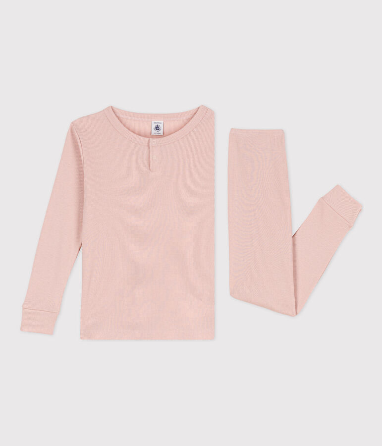 Pigiama tinta unita bambino unisex in cotone e Lyocell rosa