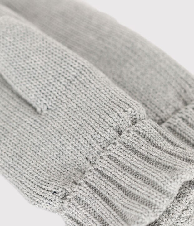 Muffole in maglia tinta unita foderata in pile bambino grigio