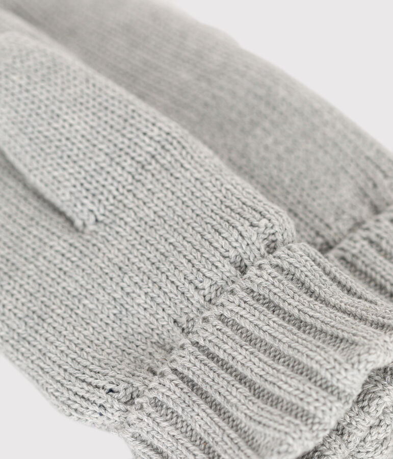 Muffole in maglia tinta unita foderata in pile bambino grigio