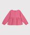Blusa a maniche lunghe in cotone a righe bambina rosa/rosa