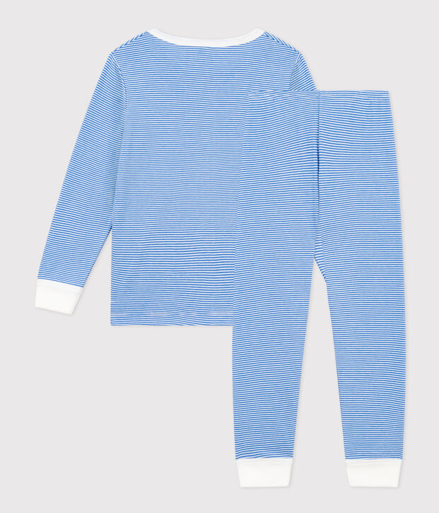 Pigiama rigato bambino in cotone blu/bianco
