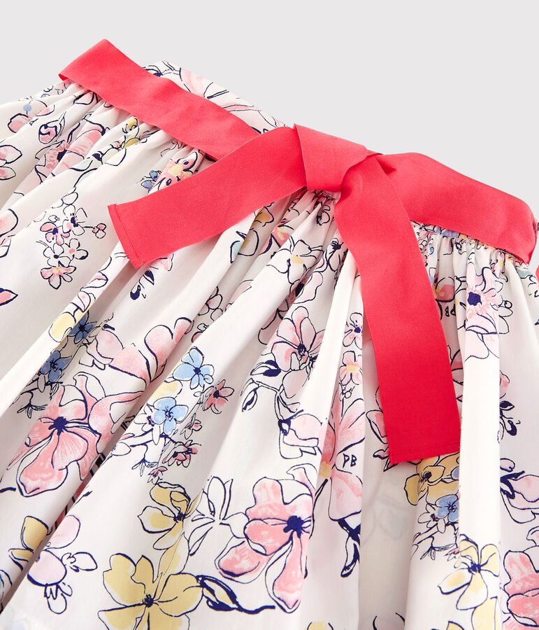 Gonna in popeline bambina bianco/multicolore