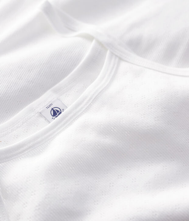 Confezione da 2 canottiere ragazza con spalline traforate in cotone biologico multicolore