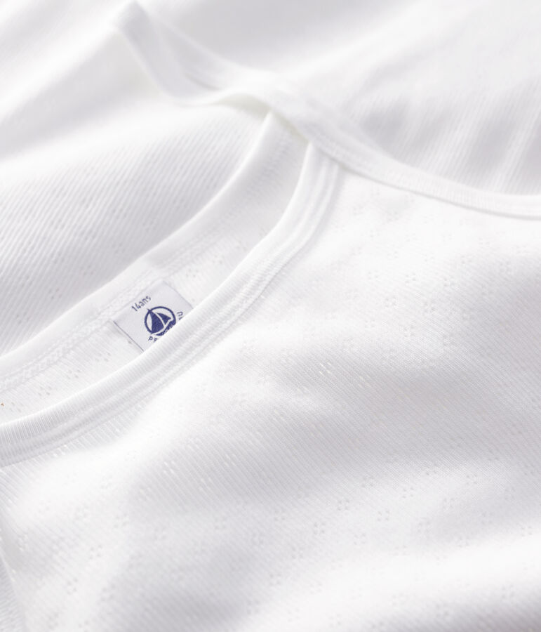 Confezione da 2 canottiere ragazza con spalline traforate in cotone biologico multicolore