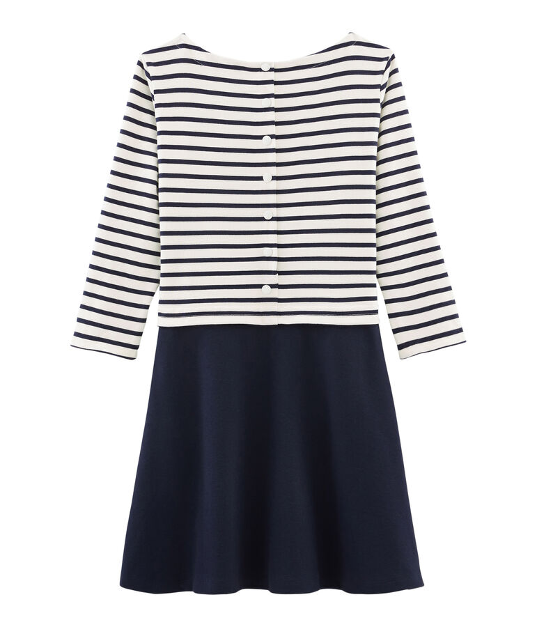 Abito maniche lunghe donna blu/bianco