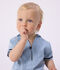 Completo neonato 2 pezzi in chambray con T-shirt con colletto alla marinara blu