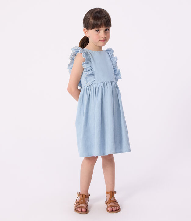 Abito senza maniche in cotone bambina blu