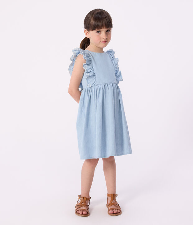 Abito senza maniche in cotone bambina blu