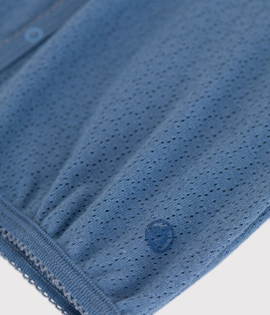 Tutina corta bebè in cotone traforato blu BEACH