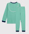 Pigiama millerighe verde bambino a costine verde PRADO/bianco MARSHMALLOW