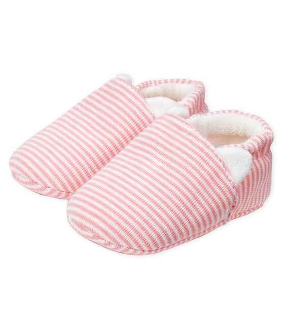 Scarpine bebé femmina a costine rosa CHARME/bianco MARSHMALLOW