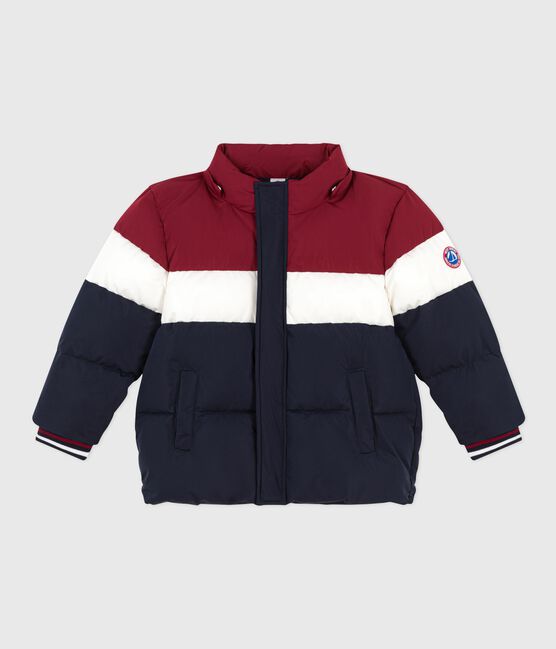 Piumino tinta unita color block bambino blu SMOKING/bianco MULTICO