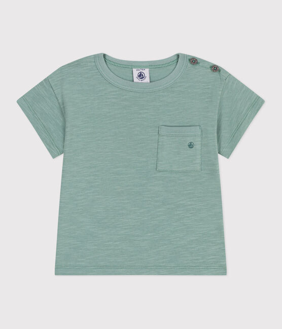 T-shirt a maniche corte in cotone tinta unita neonato verde PAUL