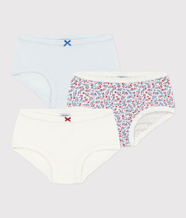Confezione da 3 slip bambina in cotone a fiori multicolore