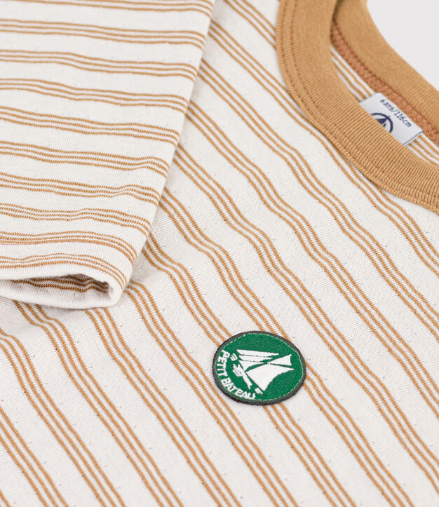 T-shirt a maniche lunghe a righe bambino beige/ecru/beige