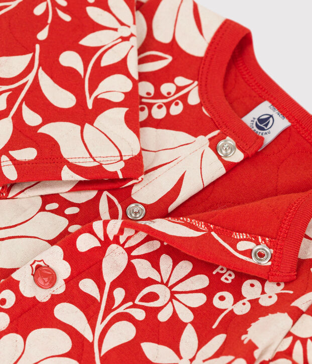 Cardigan beb&egrave; con stampa in tubique trapuntato arancione/ecru