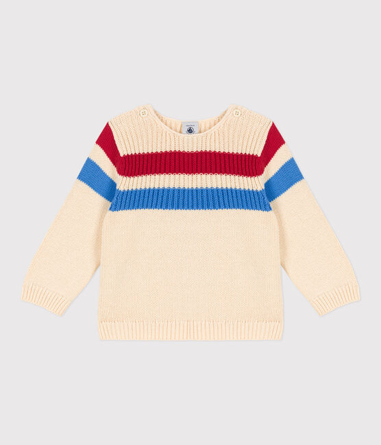 Maglione per neonati in maglia di cotone a righe bianco AVALANCHE/ MULTICO