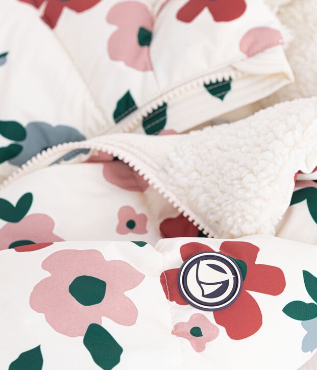 Piumino bambino a fiori ecru/multicolore