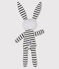Doudou coniglietto a righe bebè in jersey bianco MARSHMALLOW/blu SMOKING