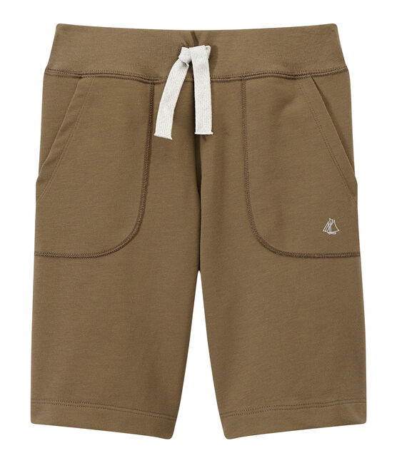 Bermuda bambino in jersey pesante marrone SHITAKE