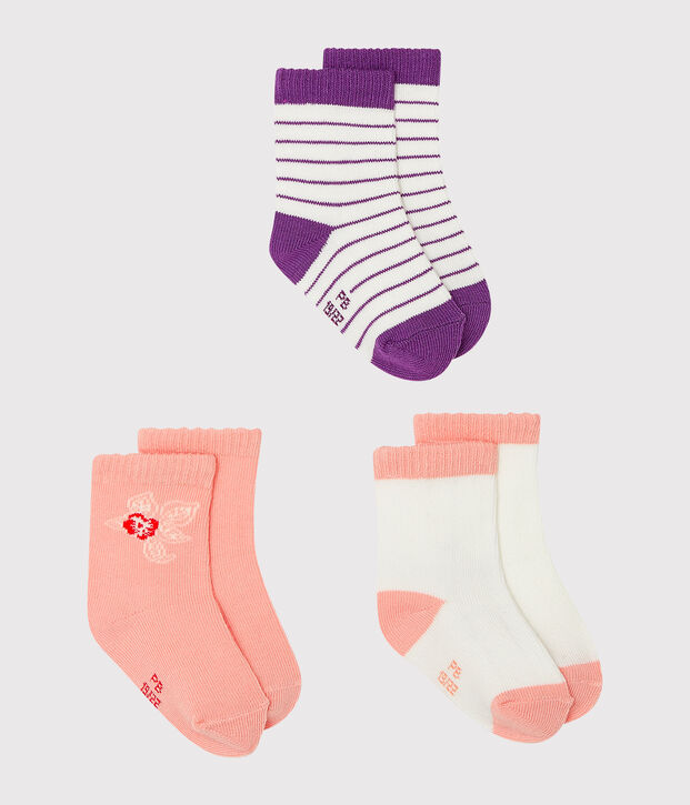 Set di 3 paia di calzini beb&egrave; bambina multicolore