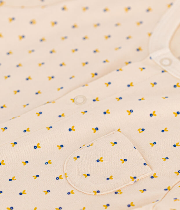 Tutina corta beb&egrave; in jersey leggero ecru/multicolore