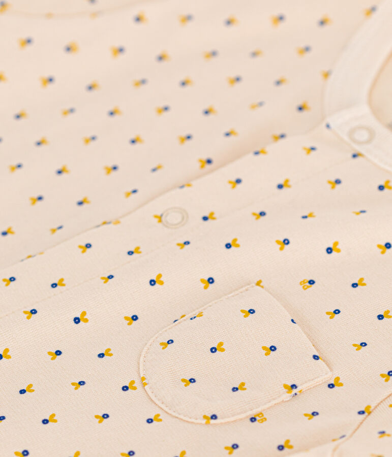 Tutina corta beb&egrave; in jersey leggero ecru/multicolore