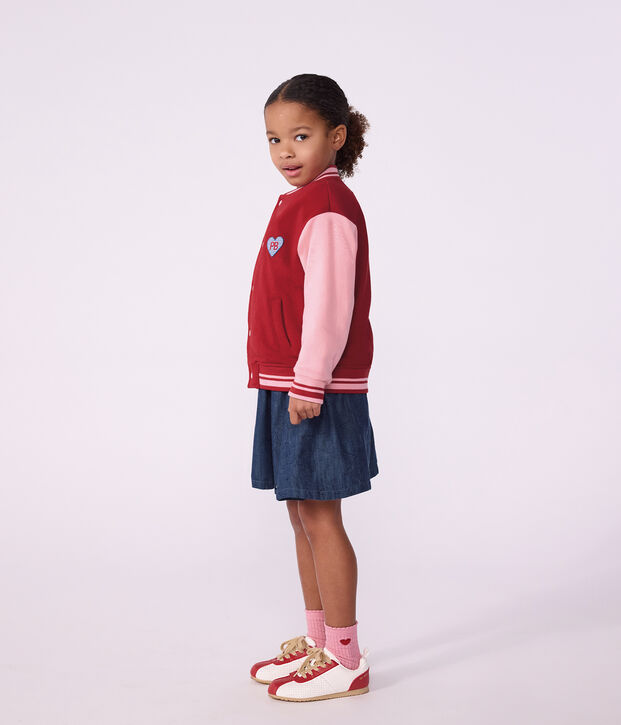 Giacca stile teddy bambino in cotone color block rosso