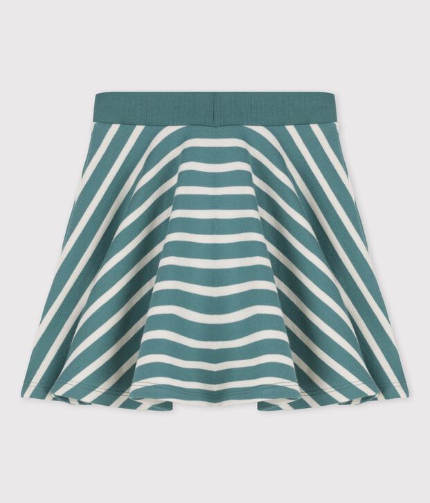 Gonna in cotone bambina verde/ecru
