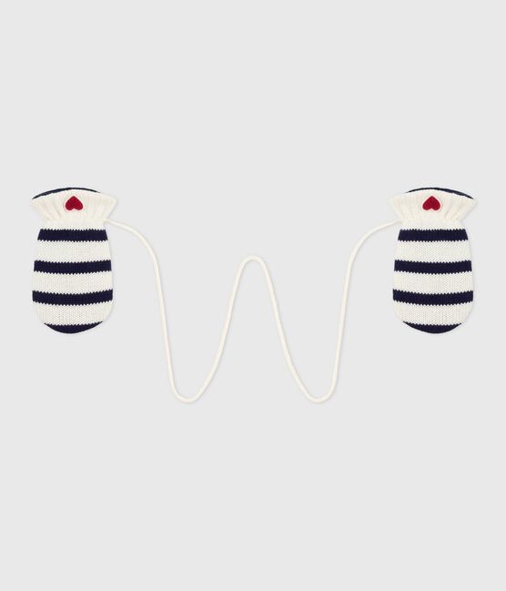 Muffole in maglia a righe foderata in pile neonato blu MARSHMALLOW/ SOIR