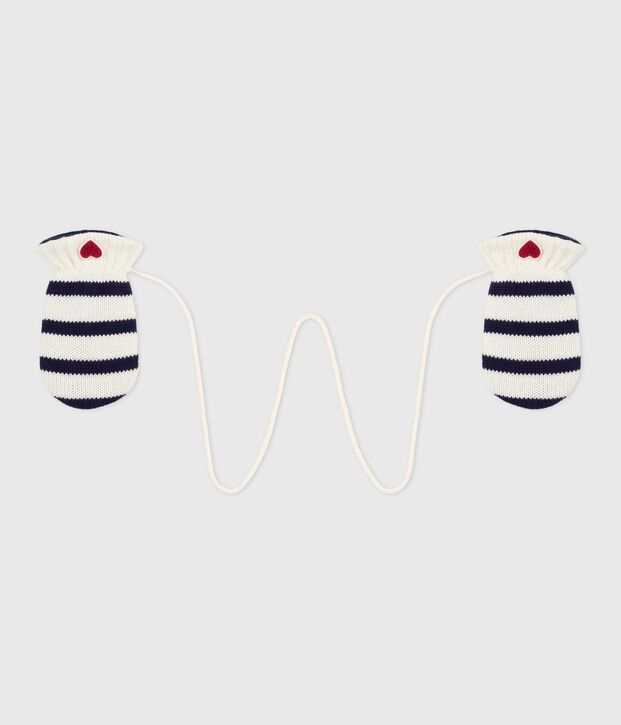 Muffole in maglia a righe foderata in pile neonato blu/blu