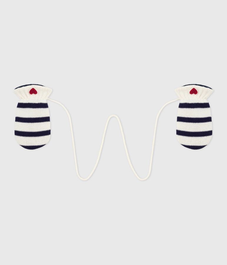 Muffole in maglia a righe foderata in pile neonato blu/blu