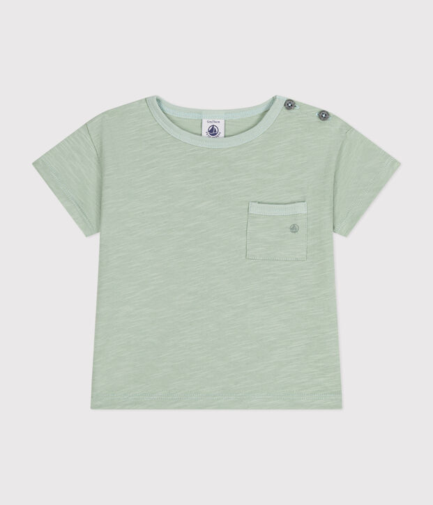 T-shirt beb&egrave; a maniche corte in jersey fiammato verde