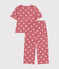 Pigiama in cotone con cuore stampato donna rosa ROSEWOOD/ MARSHMALLOW