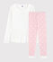 Pigiama ragazza-donna in cotone bianco MARSHMALLOW/rosa MINOIS