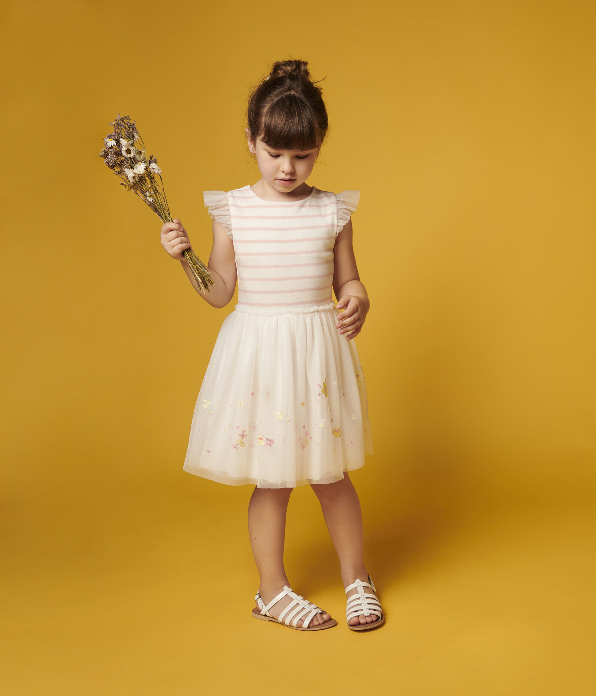 Abito da cerimonia in cotone e tulle bambina MARSHMALLOW/MINOIS | Petit  Bateau