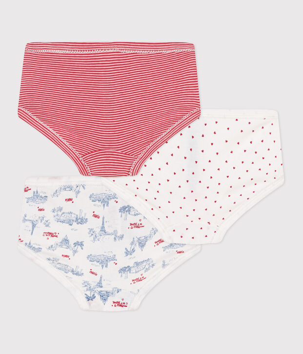 Set di 3 slip a vita alta in cotone con stampa Parigi bambino multicolore
