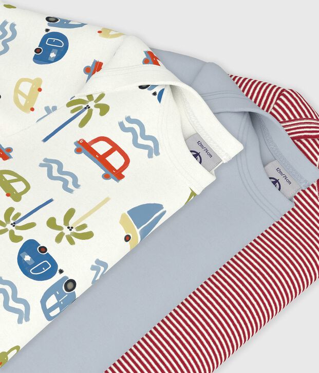 Set di body a maniche corte in cotone con automobile stampata neonato multicolore