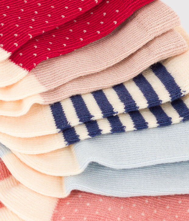 Confezione da 5 paia di calzini a pois in jersey di cotone beb&egrave; multicolore