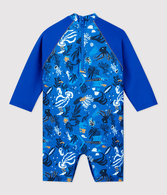 Tuta anti-UV ecoresponsabile bebè maschio blu SURF/bianco MULTICO