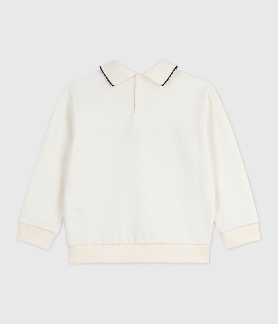 Felpa in cotone stampato bambina ecru MILK